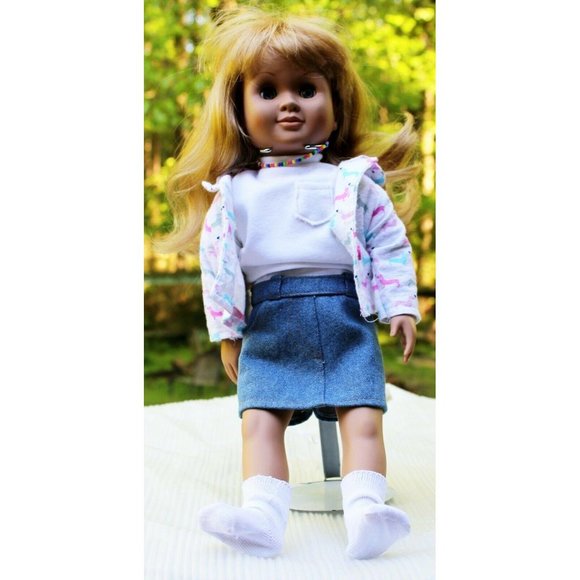 1998 Battat 18" Doll Blond Hair Blue Eyes 3-pc Outfit Socks Panties Undershirt - Picture 2 of 12